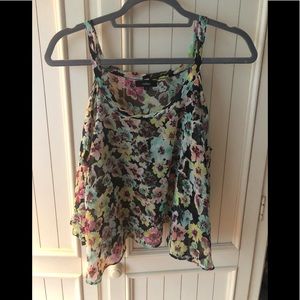 Crop top tank and cold shoulder sheer